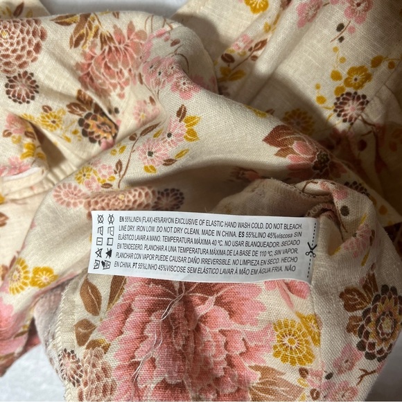 FOREVER 21 Floral Linen Blend Crop Top | Cream Pink | Size L | NWT - Picture 6 of 10